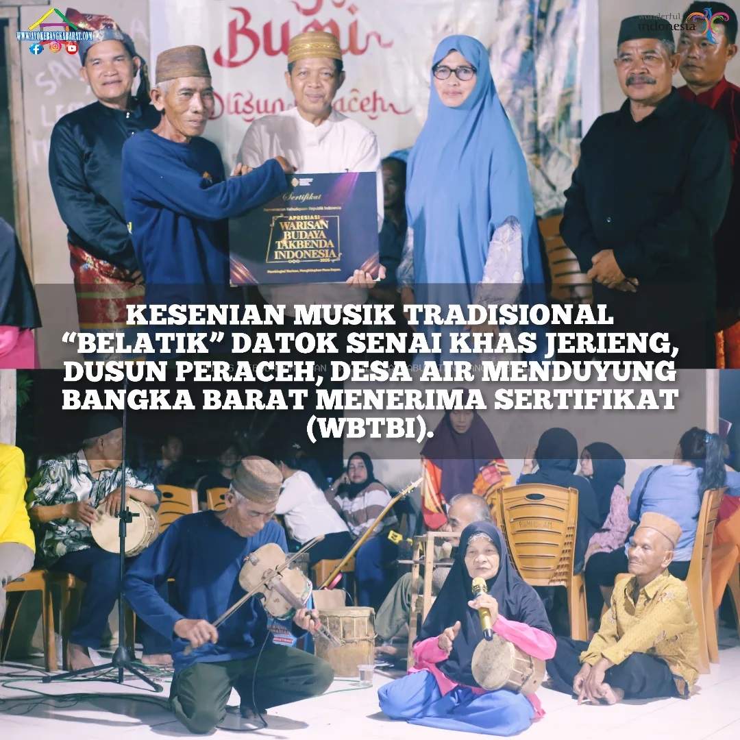 Penyerahan Sertifikat Warisan Budaya Tak Benda Indonesia (WBTBI) Kesenian Musik Tradisional “Belatik”